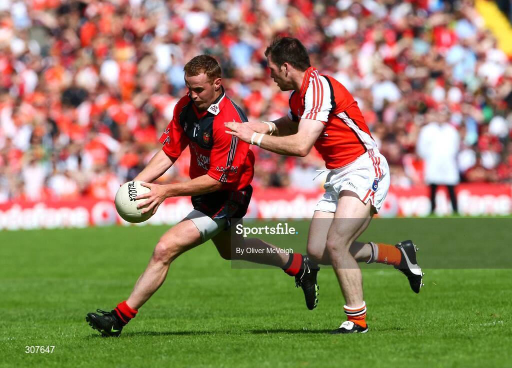29 June 2008; Benny Coulter, Down, in action against Ciaran McKeever, Armagh. GAA Football Ulster Senior Championship Semi-Final, Down v Armagh, St Tighearnach's Park, Clones, Co. Monaghan. Picture credit: Oliver McVeigh / SPORTSFILE