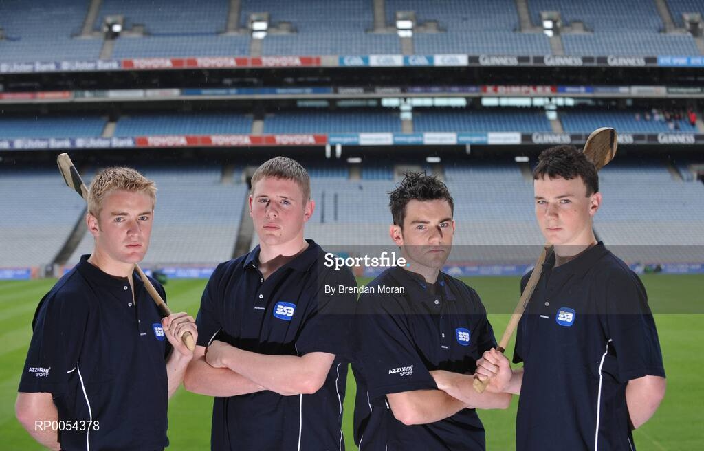 26 June 2008; At the launch of the 2008 ESB All-Ireland Minor Football and Hurling Championships, from left, Noel McGrath, Tipperary, Eugene Stritch, Roscommon, Oisin Moynagh, Cavan and Liam Rushe, Dublin. Croke Park, Dublin. Picture credit: Brendan Moran / SPORTSFILE