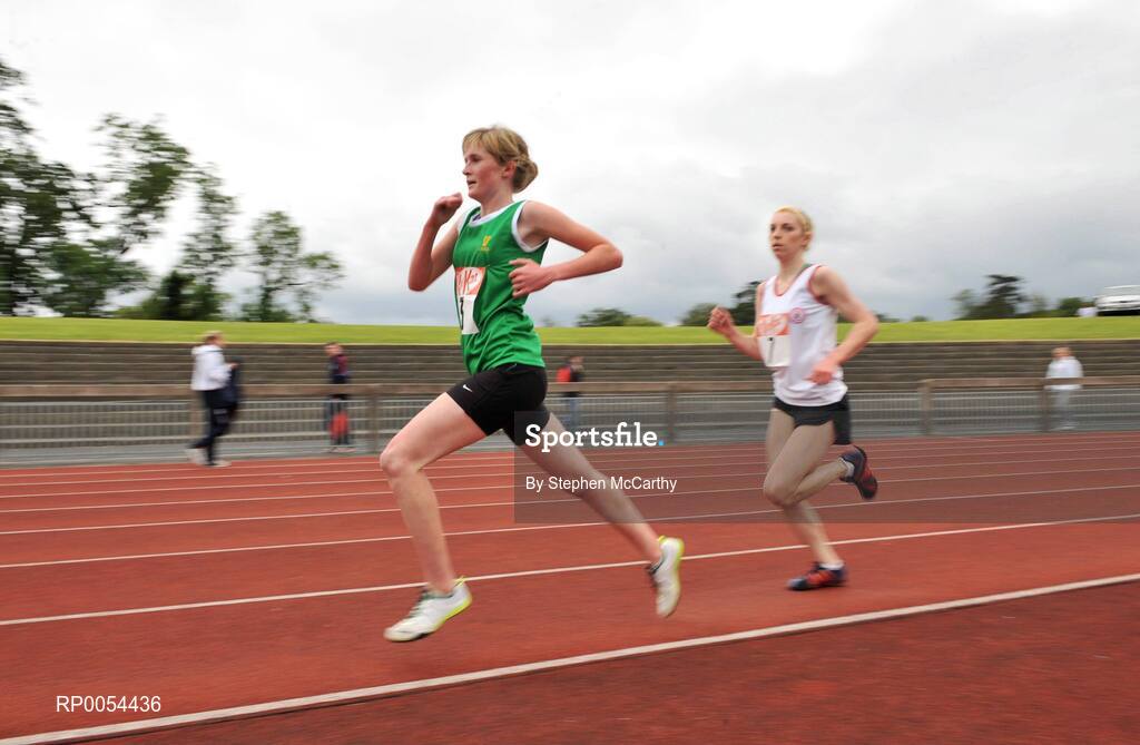 28 June 2008; Tara Jameson, Dominican Wicklow, on her way to winning the Girls 3000m from eventual second place Eimear Black, Dominican Belfast, Antrim, at the KitKat Tailteann inter provincial track & field final. Morton Stadium, Santry, Dublin. Picture credit: Stephen McCarthy / SPORTSFILE