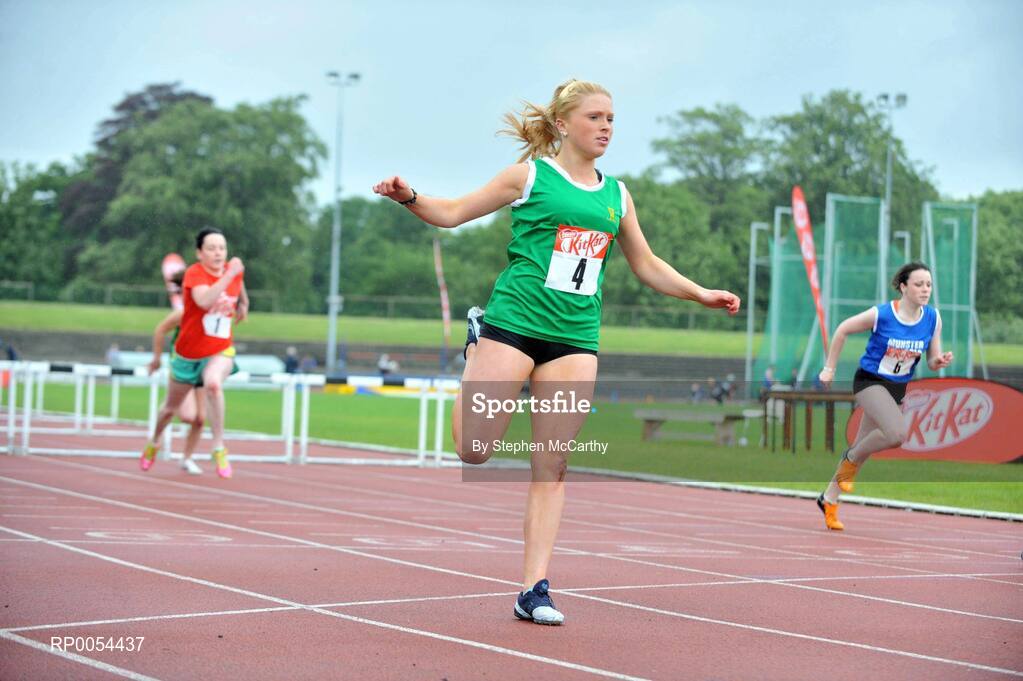 28 June 2008; Catherine McManus, St Dominic's Cabra, Dublin, on her way to winning the Girls 80m Hurdles at the KitKat Tailteann inter provincial track & field final. Morton Stadium, Santry, Dublin. Picture credit: Stephen McCarthy / SPORTSFILE