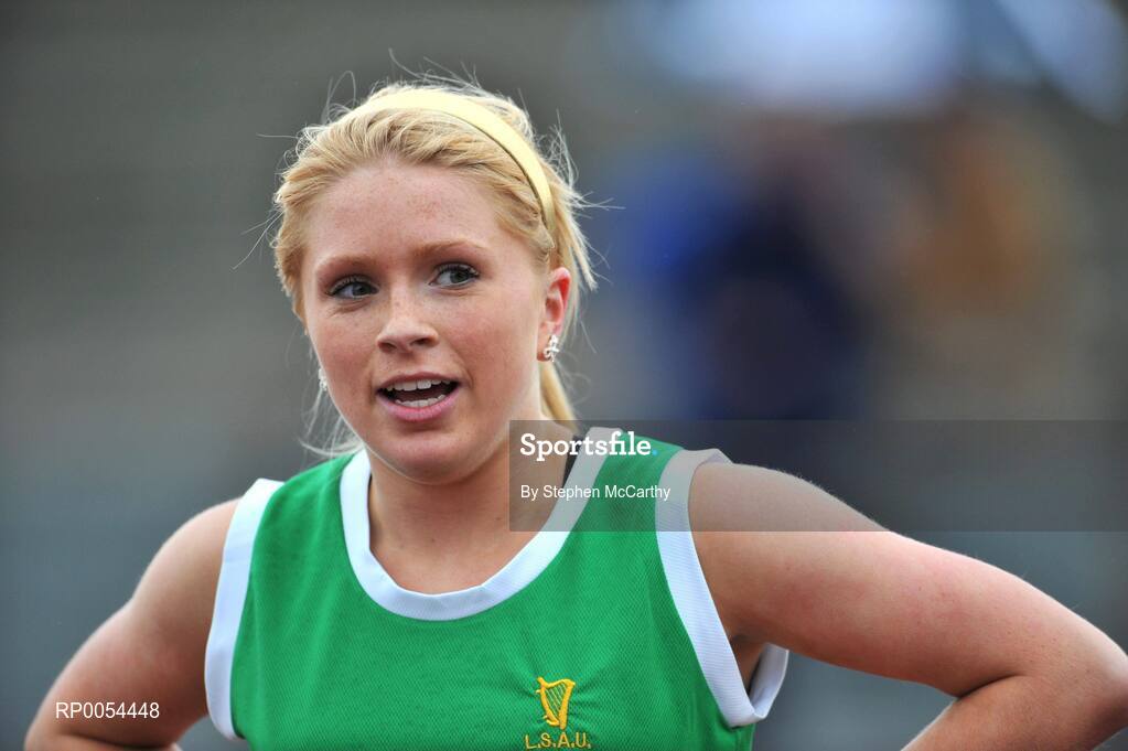 28 June 2008; Catherine McManus, St Dominic's, Cabra, Dublin, after winning the Girls 80m Hurdles at the KitKat Tailteann inter provincial track & field final. Morton Stadium, Santry, Dublin. Picture credit: Stephen McCarthy / SPORTSFILE