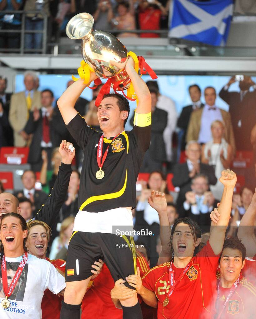 29 June 2008; Spain captain Iker Casillas lifts the European Championship trophy. UEFA EURO 2008TM, Final, Germany v Spain, Ernst Happel Stadion, Vienna, Austria. Picture credit; Pat Murphy / SPORTSFILE
