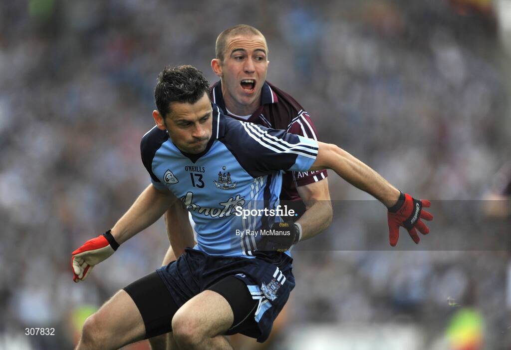 29 June 2008; Alan Brogan, Dublin, is restrained by Westmeath's John Keane during the first half. GAA Football Leinster Senior Championship Semi-Final, Dublin v Westmeath, Croke Park, Dublin. Picture credit: Ray McManus / SPORTSFILE