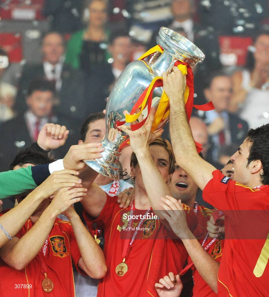 29 June 2008; The Spain players lift the cup. UEFA EURO 2008TM, Final, Germany v Spain, Ernst Happel Stadion, Vienna, Austria. Picture credit; Pat Murphy / SPORTSFILE