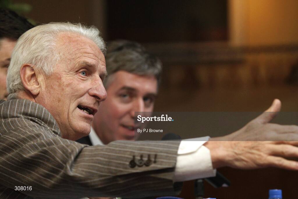 2 July 2008; Republic of Ireland senior international manager Giovanni Trapattoni speaking to the media at the press conference. Tower Hotel, Waterford.  Picture credit: Patrick Browne / SPORTSFILE