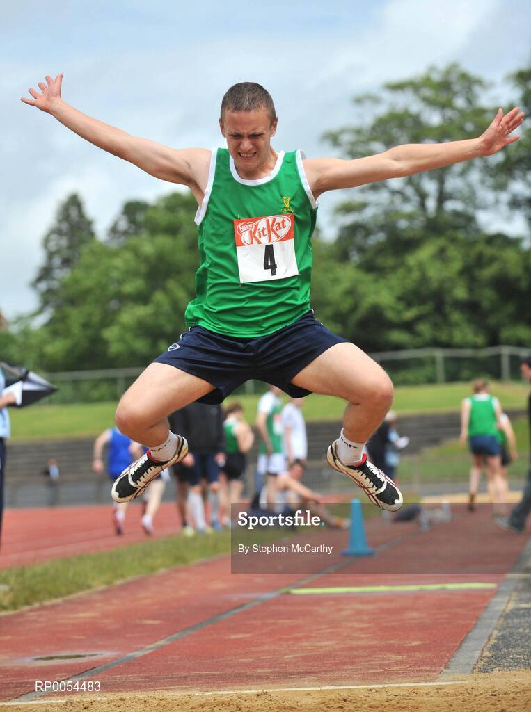 28 June 2008; Farrell McManus, Belvedere College, Dublin, in action during the Boys Triple Jump at the KitKat Tailteann inter provincial track & field final. Morton Stadium, Santry, Dublin. Picture credit: Stephen McCarthy / SPORTSFILE