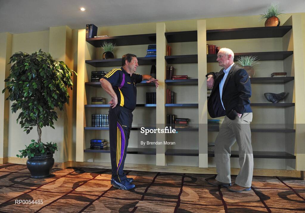 30 June 2008; Wexford manager John Meyler, left, and Kilkenny manager Brian Cody in conversation before a press conference ahead of the GAA Hurling Leinster Senior Final on Sunday next. Talbot Hotel, Carlow. Picture credit: Brendan Moran / SPORTSFILE