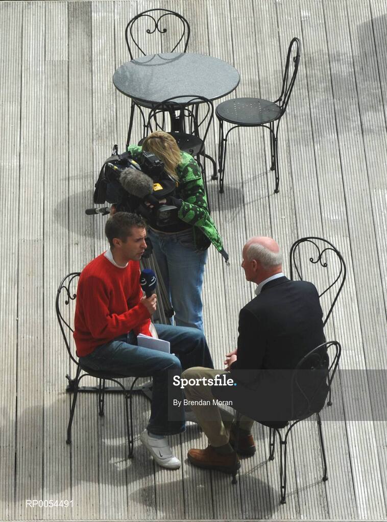 30 June 2008; Kilkenny manager Brian Cody being interviewed by television after a press conference ahead of the GAA Hurling Leinster Senior Final on Sunday next. Talbot Hotel, Carlow. Picture credit: Brendan Moran / SPORTSFILE