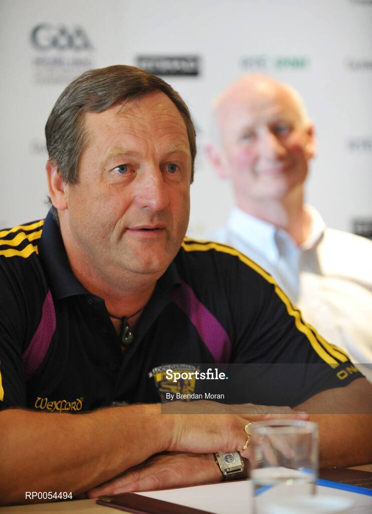 30 June 2008; Wexford manager John Meyler, left, and Kilkenny manager Brian Cody during a press conference ahead of the GAA Hurling Leinster Senior Final on Sunday next. Talbot Hotel, Carlow. Picture credit: Brendan Moran / SPORTSFILE