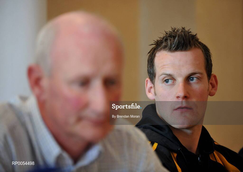 30 June 2008; Kilkenny's Jackie Tyrrell, alongside manager Brian Cody, during a press conference ahead of the GAA Hurling Leinster Senior Final on Sunday next. Talbot Hotel, Carlow. Picture credit: Brendan Moran / SPORTSFILE