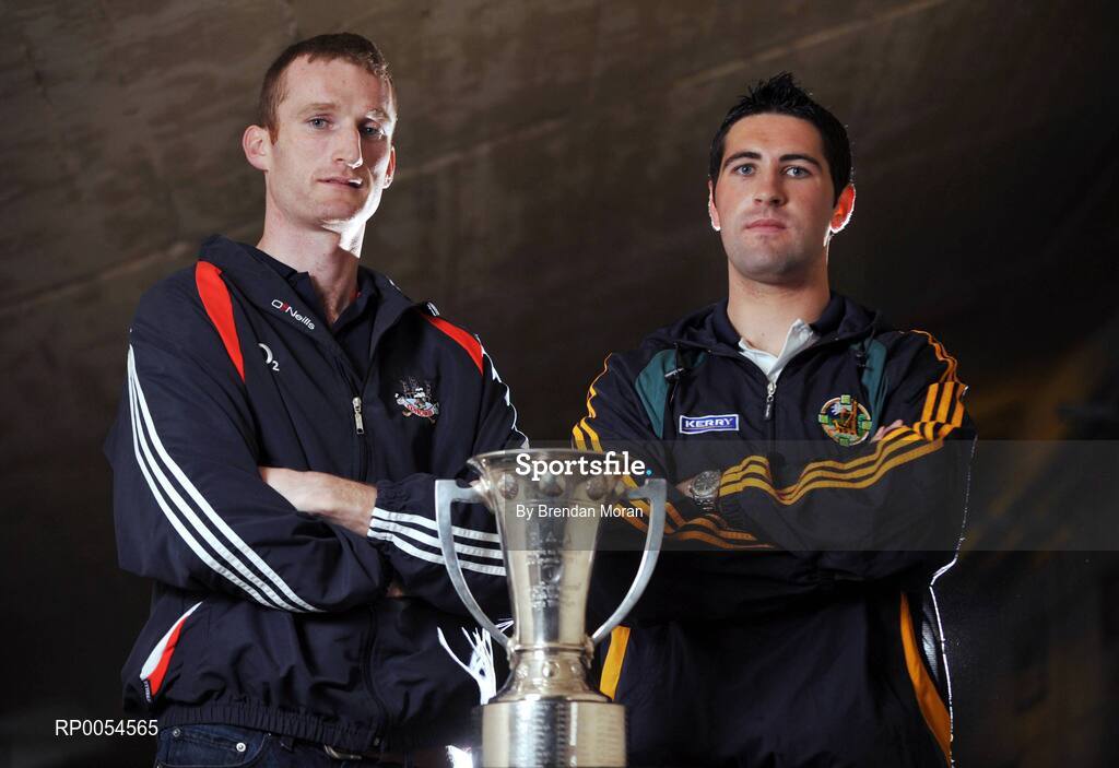 1 July 2008; Cork's Nicholas Murphy, left, and Kerry's Bryan Sheehan at a photocall ahead of the GAA Football Munster Senior Final on Sunday next. Pairc Ui Chaoimh, Cork. Picture credit: Brendan Moran / SPORTSFILE