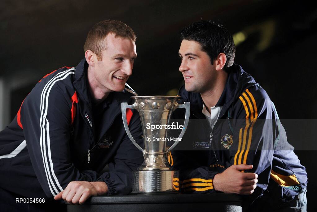 1 July 2008; Cork's Nicholas Murphy, left, and Kerry's Bryan Sheehan at a photocall ahead of the GAA Football Munster Senior Final on Sunday next. Pairc Ui Chaoimh, Cork. Picture credit: Brendan Moran / SPORTSFILE