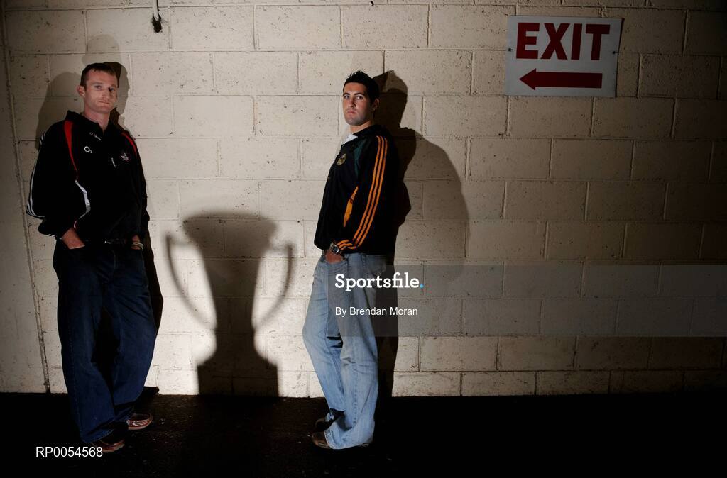 1 July 2008; Cork's Nicholas Murphy, left, and Kerry's Bryan Sheehan at a photocall ahead of the GAA Football Munster Senior Final on Sunday next. Pairc Ui Chaoimh, Cork. Picture credit: Brendan Moran / SPORTSFILE