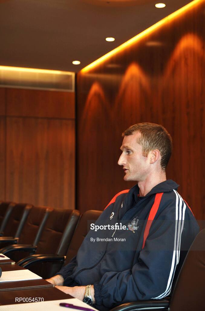1 July 2008; Cork's Nicholas Murphy is interviewed at a press conference ahead of the GAA Football Munster Senior Final on Sunday next. Pairc Ui Chaoimh, Cork. Picture credit: Brendan Moran / SPORTSFILE