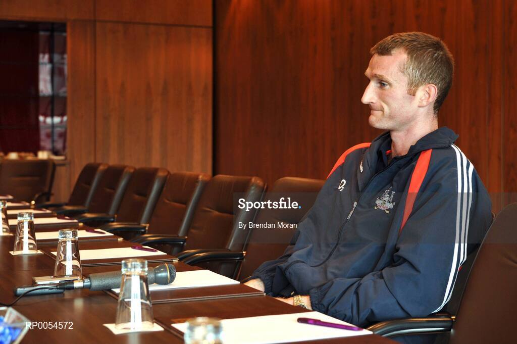 1 July 2008; Cork's Nicholas Murphy is interviewed at a press conference ahead of the GAA Football Munster Senior Final on Sunday next. Pairc Ui Chaoimh, Cork. Picture credit: Brendan Moran / SPORTSFILE