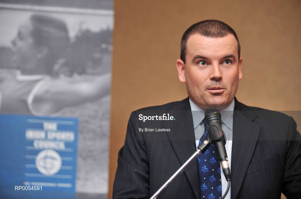 2 July 2008; The Irish team for the 2008 Paralympic Games in Beijing was officially announced at an event today. Forty five elite athletes across nine sports will represent Ireland at the Beijing Games which get underway on September 6th and run for twelve days. The Paralympic Games are elite Olympic style sports events for elite athletes with physical disabilities, or visual impairment, emphasising athletic achievement rather than disability. Speaking at the announcement is Liam Harbison, Performance Director, Paralympic Council of Ireland. Conrad Hotel, Dublin. Picture credit: Brian Lawless / SPORTSFILE