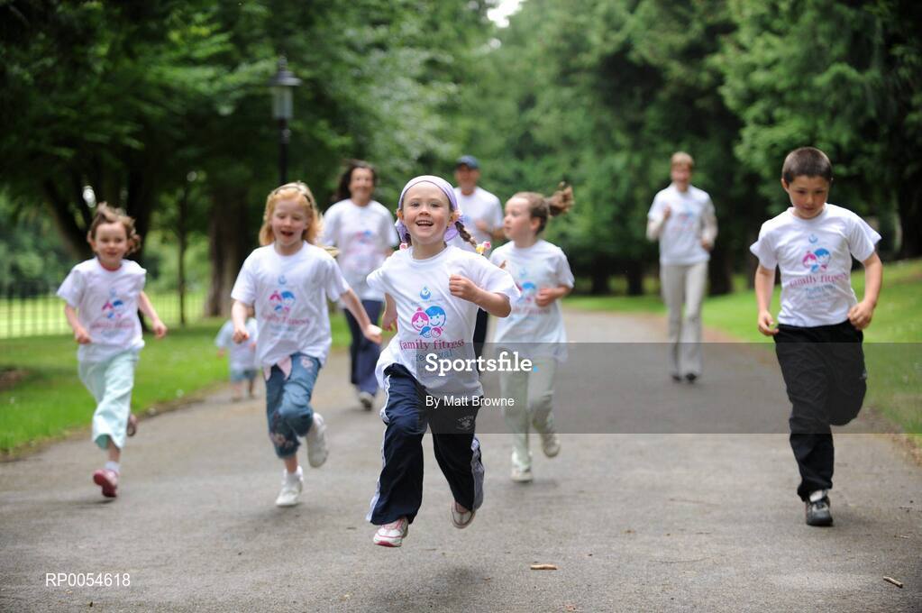 2 July 2008; Five year old Caoimhe May, centre, at the Launch of Athletics Ireland Family Fitness Festival. Farmleigh, Phoenix Park, Dublin. For more information visit www.familyfitnessfestival.ie. Picture credit: Matt Browne / SPORTSFILE