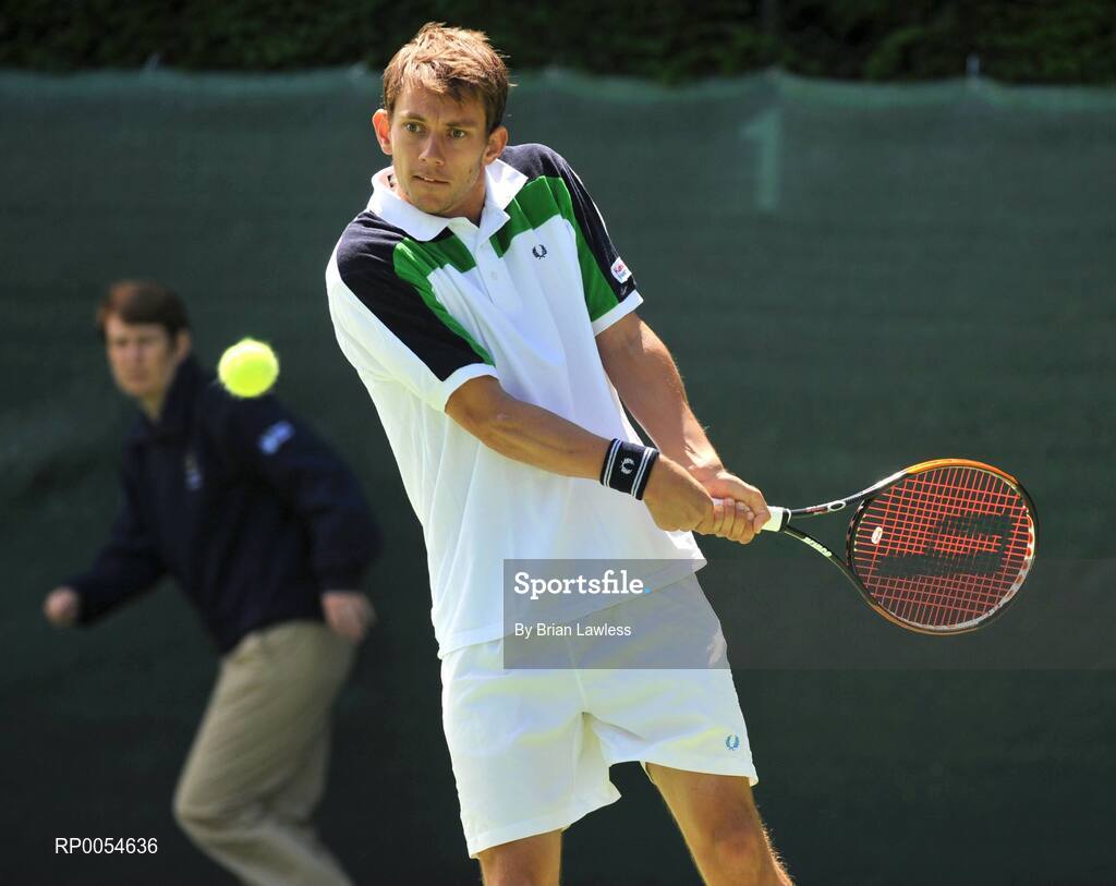 4 July 2008; Denmark's Frederik Nielsen competing in the semi-finals of the Shelbourne Irish Open which is a 75,000 dollar ATP Challenger taking place this week in Fitzwilliam Lawn Tennis Club, Appian Way, Dublin. The Men’s singles finals take place Saturday 6th July. Shelbourne Men's Irish Open Tennis Championship, Men's Singles Semi-Final, Frederik Nielsen v Jonathan Marray. Picture credit: Brian Lawless / SPORTSFILE
