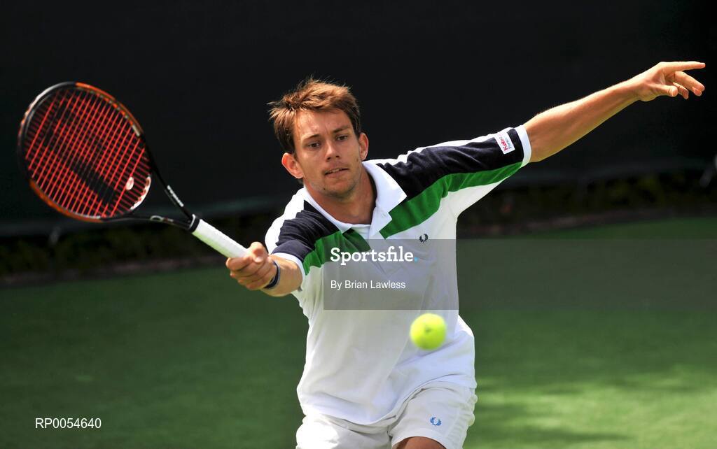 4 July 2008; Denmark's Frederik Nielsen competing in the semi-finals of the Shelbourne Irish Open which is a 75,000 dollar ATP Challenger taking place this week in Fitzwilliam Lawn Tennis Club, Appian Way, Dublin. The Men’s singles finals take place Saturday 6th July. Shelbourne Men's Irish Open Tennis Championship, Men's Singles Semi-Final, Frederik Nielsen v Jonathan Marray. Picture credit: Brian Lawless / SPORTSFILE