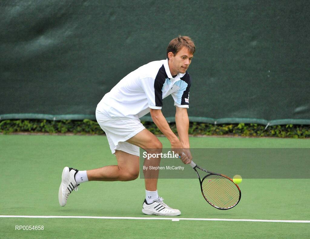 4 July 2008; Frederik Nielsen in action against Prakash Amritraj and Aisam-Ul-Haq Qureshi. Shelbourne Irish Open Mens Tennis Championships 2008, Doubles Final, Prakash Amritraj / Aisam-Ul-Haq Qureshi v Jonathan Marray / Frederik Nielsen, Fitzwilliam Lawn Tennis Club, Appian Way, Dublin. Picture credit: Stephen McCarthy / SPORTSFILE