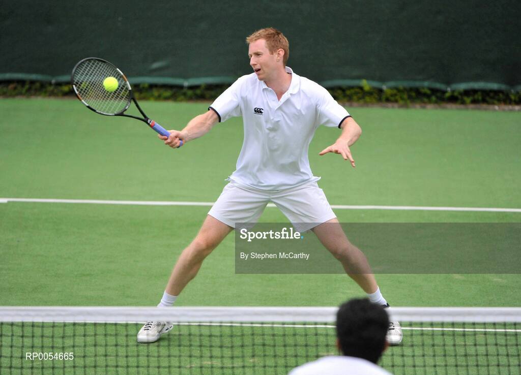 4 July 2008; Jonathan Marray in action against Aisam-Ul-Haq Qureshi and Prakash Amritraj. Shelbourne Irish Open Mens Tennis Championships 2008, Doubles Final, Prakash Amritraj / Aisam-Ul-Haq Qureshi v Jonathan Marray / Frederik Nielsen, Fitzwilliam Lawn Tennis Club, Appian Way, Dublin. Picture credit: Stephen McCarthy / SPORTSFILE