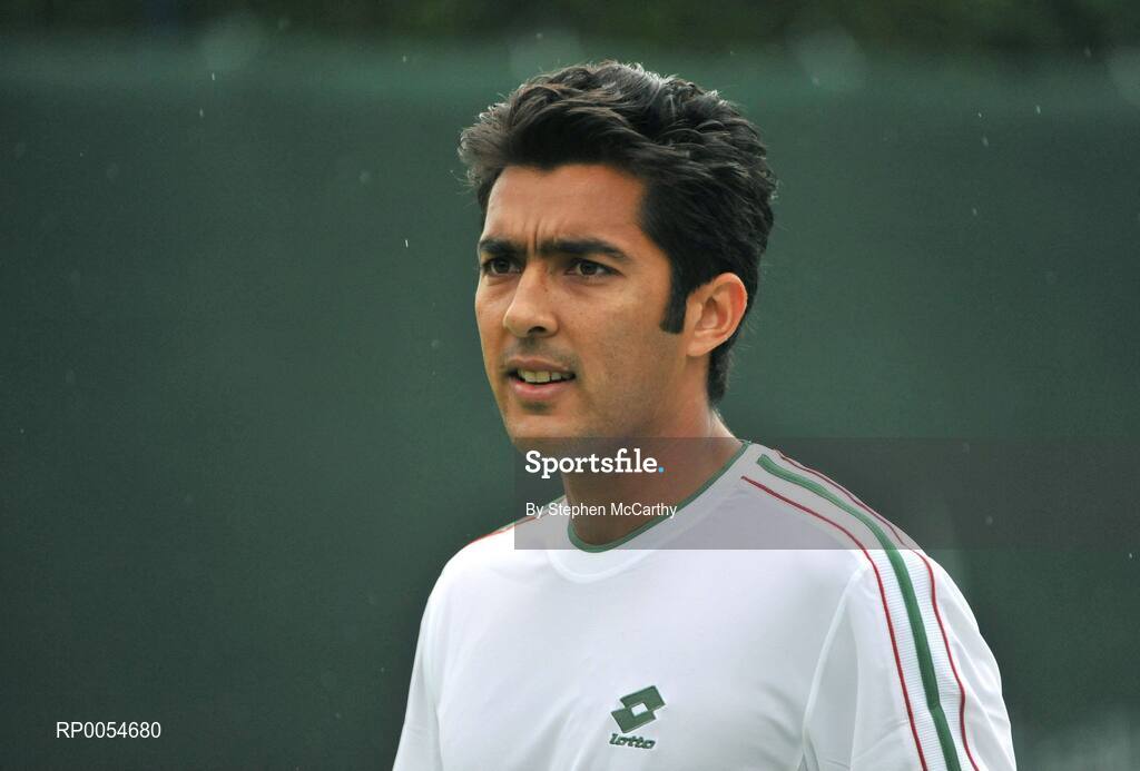 4 July 2008; Prakash Amritraj in action against Jonathan Marray and Frederik Nielsen. Shelbourne Irish Open Mens Tennis Championships 2008, Doubles Final, Prakash Amritraj / Aisam-Ul-Haq Qureshi v Jonathan Marray / Frederik Nielsen, Fitzwilliam Lawn Tennis Club, Appian Way, Dublin. Picture credit: Stephen McCarthy / SPORTSFILE