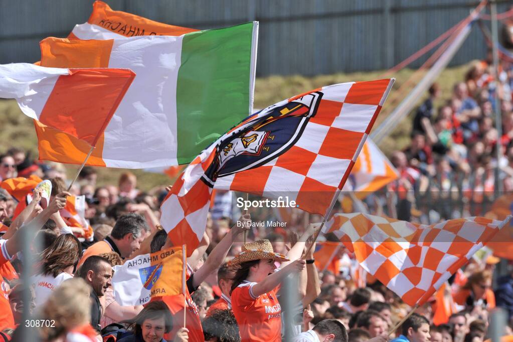 29 June 2008; General view of  Armagh supporters. GAA Football Ulster Senior Championship Semi-Final, Down v Armagh, St Tighearnach's Park, Clones, Co. Monaghan. Picture credit: David Maher / SPORTSFILE