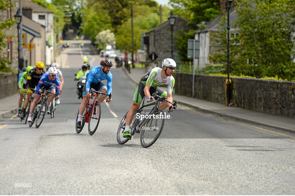 24 May 2015; The leading group, led by Aidis Kruopis, An Post Chain Reaction, races through Navan, Co. Meath, during Stage 8 of the 2015 An Post Rás. Drogheda - Skerries. Photo by Sportsfile