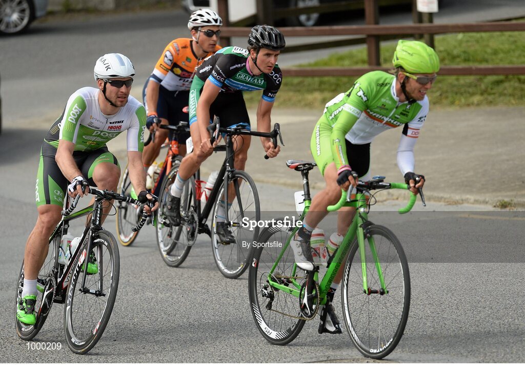 24 May 2015; Eventual stage winner Aidis Kruopis, left, An Post Chain Reaction, in action during Stage 8 of the 2015 An Post Rás. Drogheda - Skerries Photo by Sportsfile