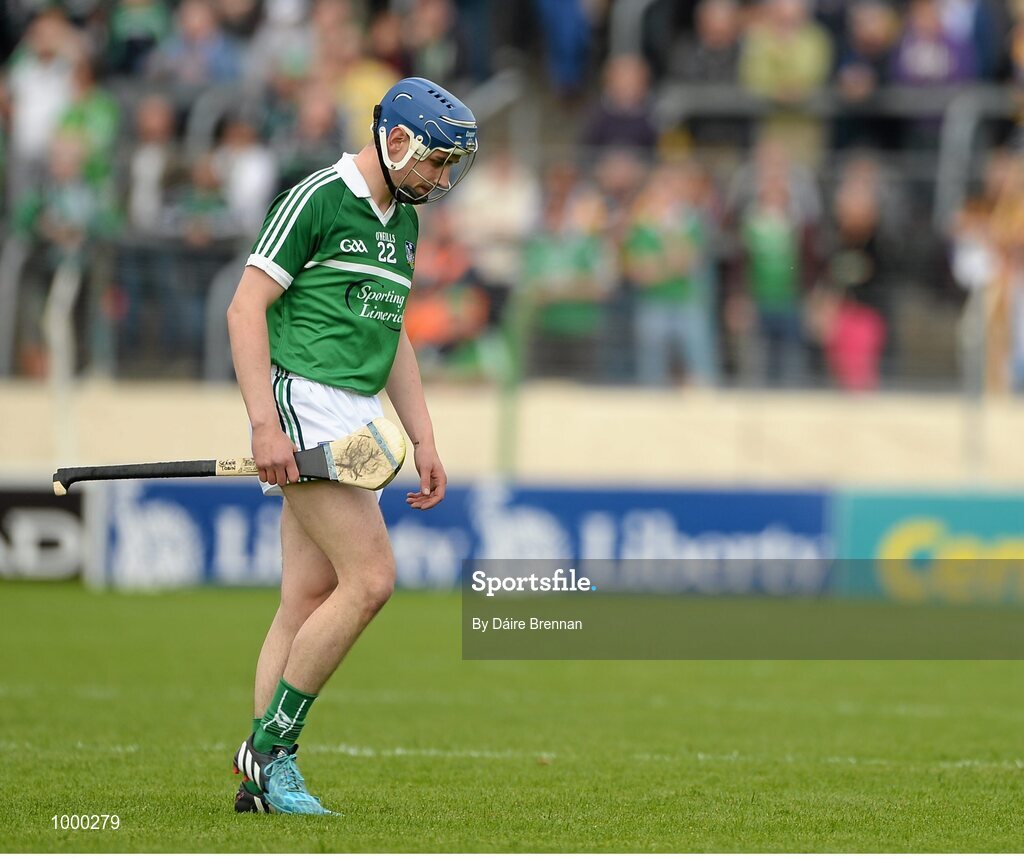 24 May 2015; Sean Tobin, Limerick, leaves the field after being shown the red card. Munster GAA Hurling Senior Championship Quarter-Final, Clare v Limerick. Semple Stadium, Thurles, Co. Tipperary. Picture credit: Dáire Brennan / SPORTSFILE