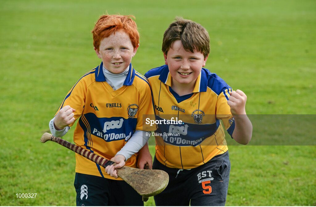 24 May 2015; Clare supporters Daragh Quinlan, aged 9, and Oran Kelly, aged 10, from St. Joseph's Doora-Barefield GAA Club. Munster GAA Hurling Senior Championship Quarter-Final, Clare v Limerick. Semple Stadium, Thurles, Co. Tipperary. Picture credit: Dáire Brennan / SPORTSFILE