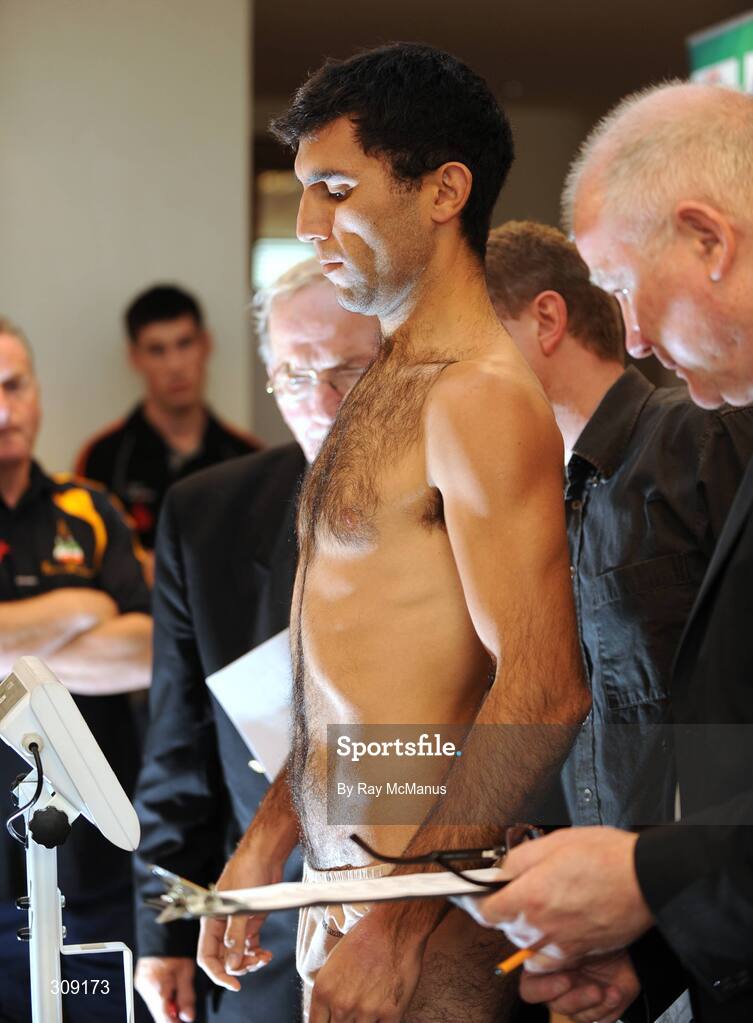 11 July 2008; Damian Marchiano during the official weigh-in ahead of the Hunky Dory's Fight Night this Saturday July 12th at the National Stadium, Dublin. Burlington Hotel, Dublin. Picture credit: Ray McManus / SPORTSFILE