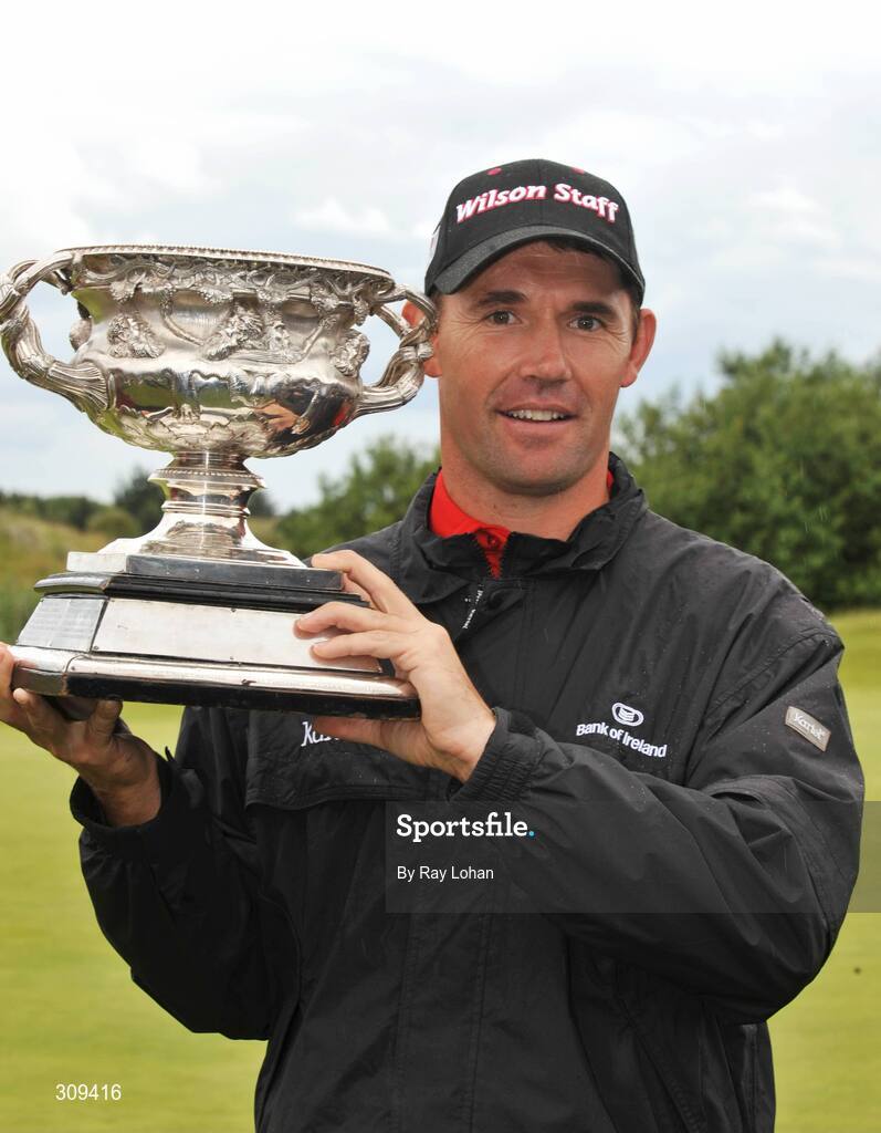 12 July 2008; Padraig Harrington celebrates with the cup after winning the Ladbrokes.com Irish PGA Championship, The European Club, Co. Wicklow. Picture credit: Ray Lohan / SPORTSFILE *** Local Caption ***