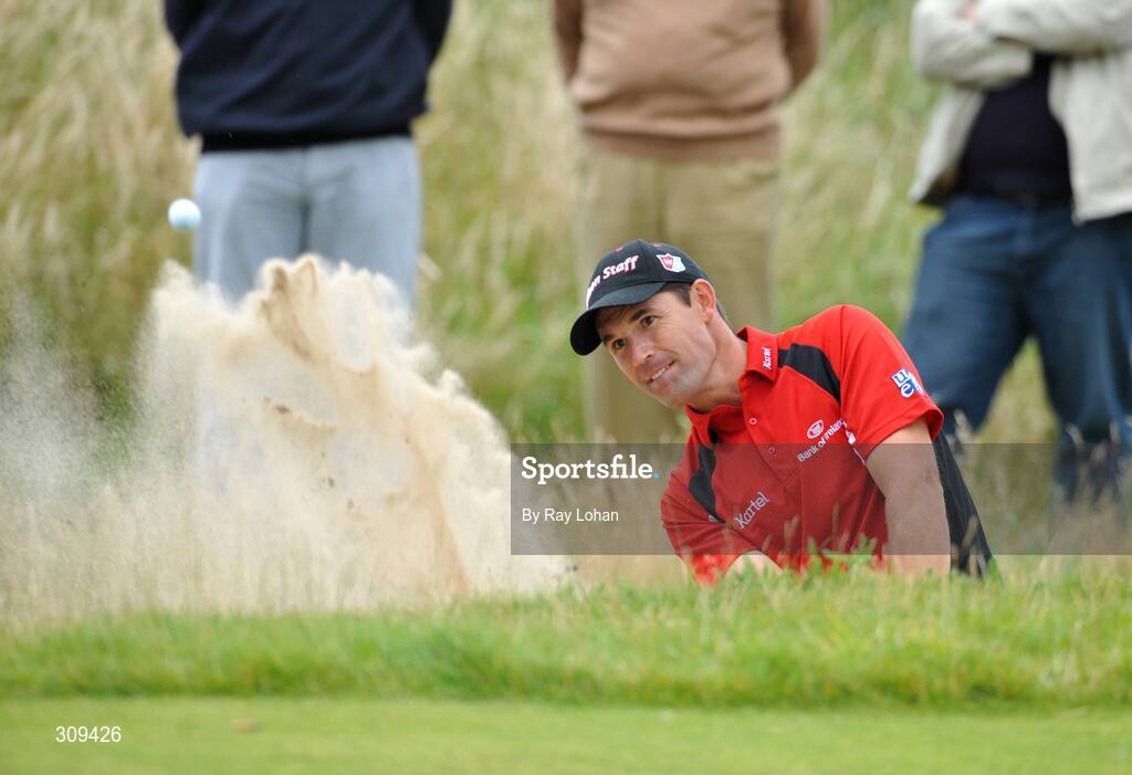 12 July 2008; Padraig Harrington, plays his shot out of the bunker on the 7th during the Ladbrokes.com Irish PGA Championship, The European Club, Co. Wicklow. Picture credit: Ray Lohan / SPORTSFILE *** Local Caption ***