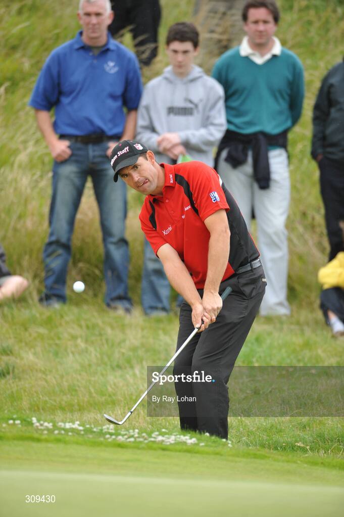 12 July 2008; Padraig Harrington chips onto the 16th green during the Ladbrokes.com Irish PGA Championship, The European Club, Co. Wicklow. Picture credit: Ray Lohan / SPORTSFILE *** Local Caption ***