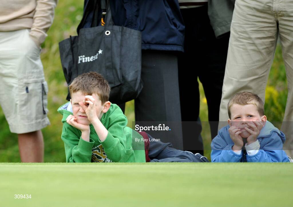 12 July 2008; Jack,7, left, and David Lally, 4, from Wicklow watch Padraig Harrington during the Ladbrokes.com Irish PGA Championship, The European Club, Co. Wicklow. Picture credit: Ray Lohan / SPORTSFILE *** Local Caption ***