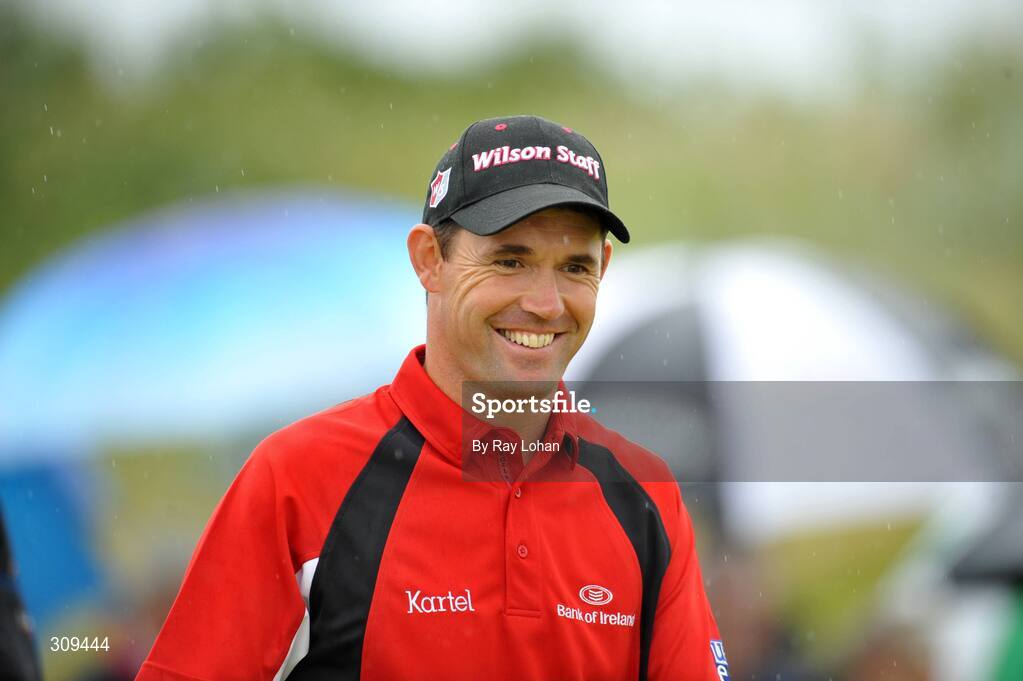 12 July 2008; Padraig Harrington shows his delight after winning the Ladbrokes.com Irish PGA Championship, The European Club, Co. Wicklow. Picture credit: Ray Lohan / SPORTSFILE *** Local Caption ***