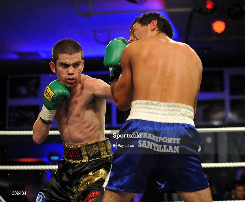 12 July 2008; Bernard Dunne, left, in action against Damian Marchiano, International Super Bantamweight, Hunky Dory Fight Night, Irish Lighweight Championship, National Stadium, Dublin. Picture credit: Ray Lohan / SPORTSFILE *** Local Caption ***
