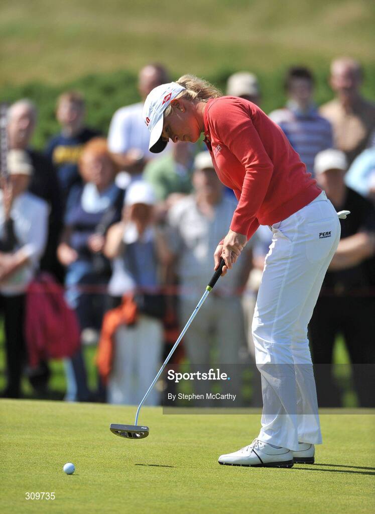 13 July 2008; Suzann Pettersen, Norway, putts for birdie on the 13th green during the final round of the AIB Ladies Irish Open Golf Championship. Portmarnock Hotel and Golf Links, Co. Dublin. Picture credit: Stephen McCarthy / SPORTSFILE
