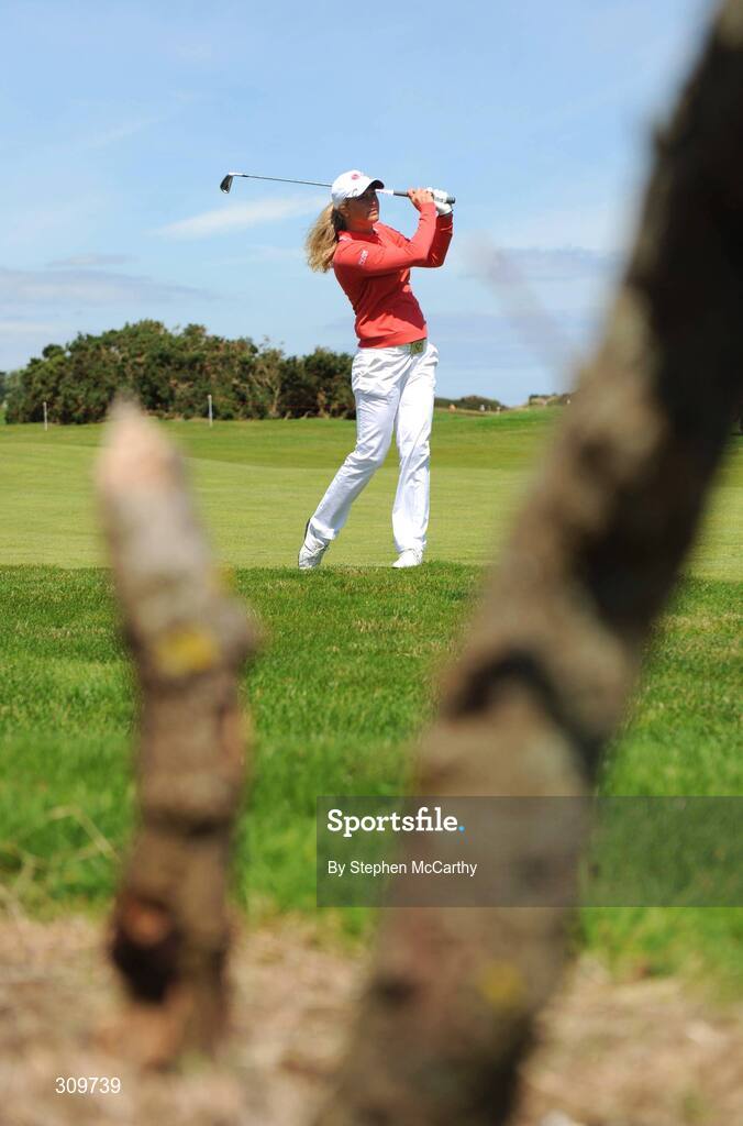 13 July 2008; Suzann Pettersen, Norway, watches her shot from the fairway on the 4th during the final round of the AIB Ladies Irish Open Golf Championship. Portmarnock Hotel and Golf Links, Co. Dublin. Picture credit: Stephen McCarthy / SPORTSFILE