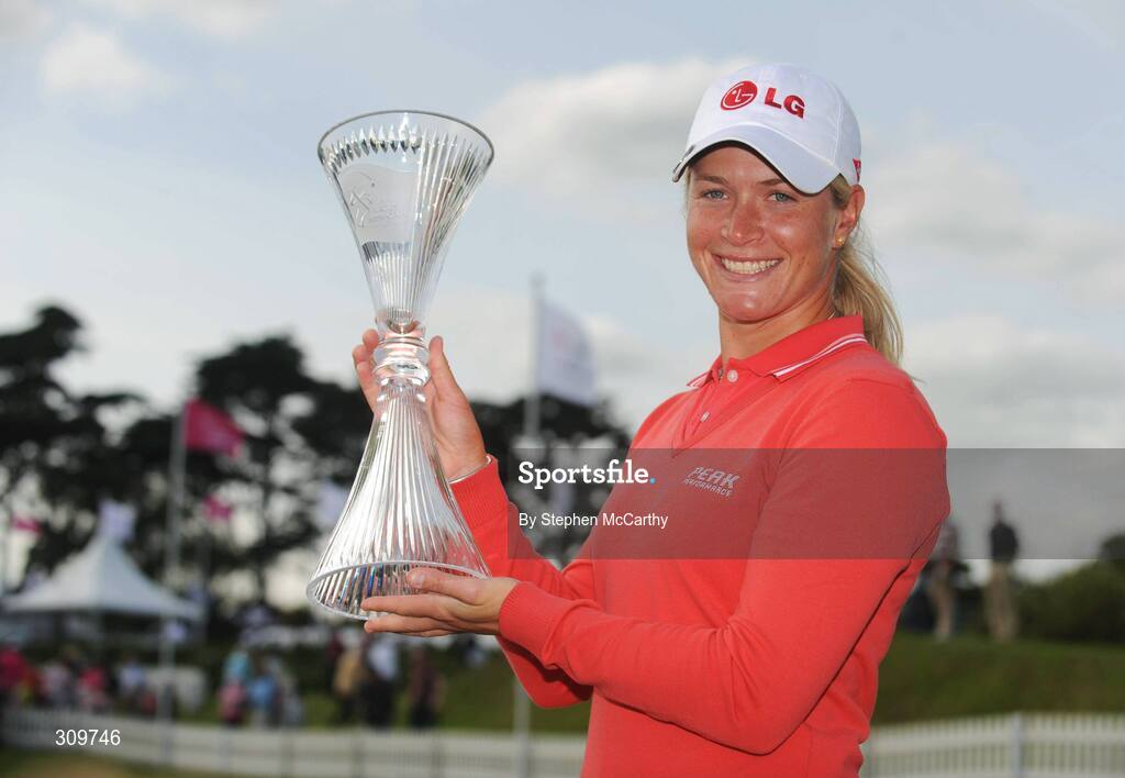 13 July 2008; Suzann Pettersen, Norway, with the trophy after winning the AIB Ladies Irish Open Golf Championship. Portmarnock Hotel and Golf Links, Co. Dublin. Picture credit: Stephen McCarthy / SPORTSFILE