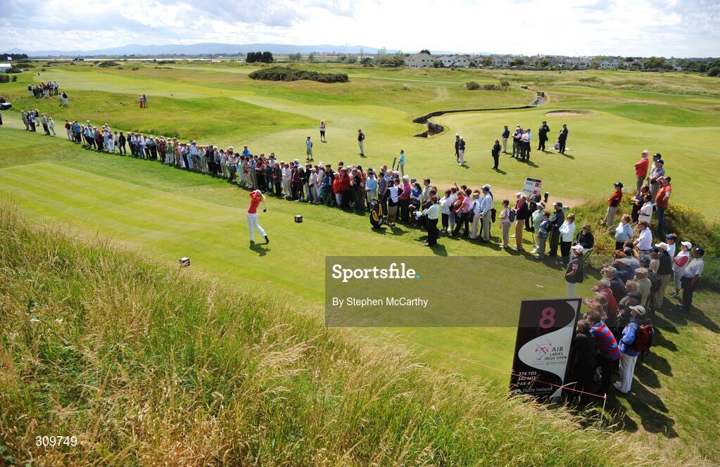 13 July 2008; Suzann Pettersen, Norway, watches her tee shot on the 8th during the final round of the AIB Ladies Irish Open Golf Championship. Portmarnock Hotel and Golf Links, Co. Dublin. Picture credit: Stephen McCarthy / SPORTSFILE