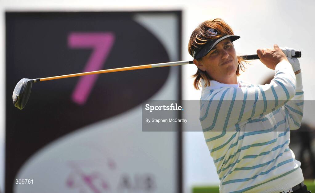 13 July 2008; Lynn Brooky, New Zealand, watches her tee shot from the 7th during the final round of the AIB Ladies Irish Open Golf Championship. Portmarnock Hotel and Golf Links, Co. Dublin. Picture credit: Stephen McCarthy / SPORTSFILE