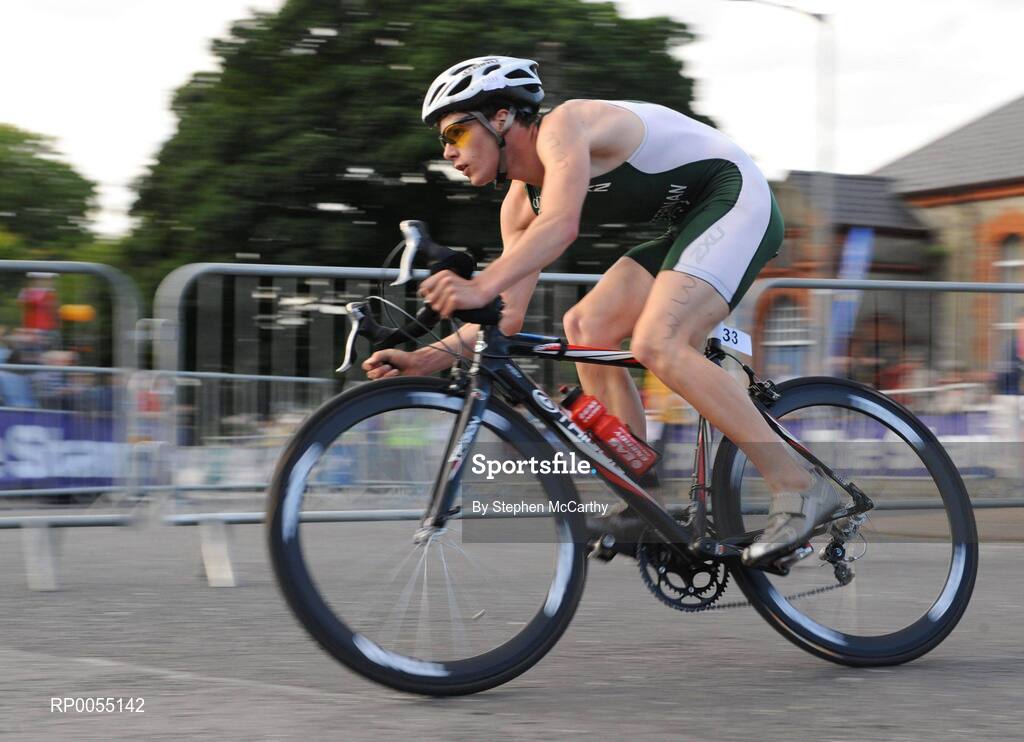 12 July 2008; Junior Heffernan, Ireland, in action during the cycling discipline of the Men's Elite Race at the triAthlone event. Over 1,500 competitors took part in the third running of triAthlone sponsored by Waterways Ireland. triAthlone will host the European Triathlon Championships in 2010, the first time the event has ever been held in Ireland. Waterways Ireland triAthlone Triathlon, Athlone, Co. Westmeath. Picture credit: Stephen McCarthy / SPORTSFILE