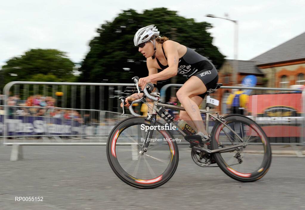 12 July 2008; Emma Davis, Ireland, in action during the cycling discipline of the Women's Elite Race at the triAthlone event. Over 1,500 competitors took part in the third running of triAthlone sponsored by Waterways Ireland. triAthlone will host the European Triathlon Championships in 2010, the first time the event has ever been held in Ireland. Waterways Ireland triAthlone Triathlon, Athlone, Co. Westmeath. Picture credit: Stephen McCarthy / SPORTSFILE