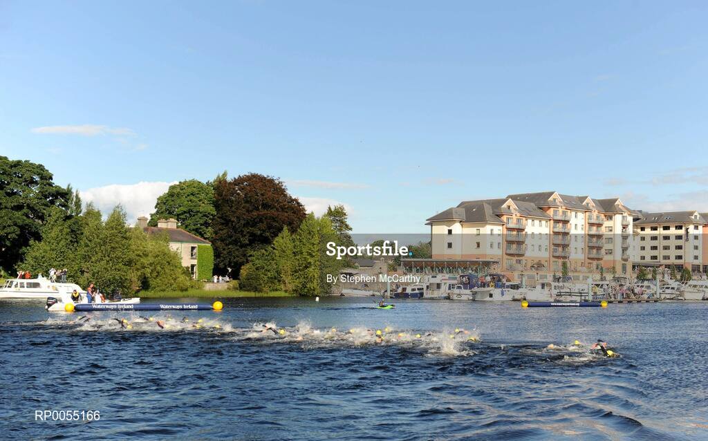12 July 2008; A general view of the swimming discipline of the Men's Elite Race at the triAthlone event. Over 1,500 competitors took part in the third running of triAthlone sponsored by Waterways Ireland. triAthlone will host the European Triathlon Championships in 2010, the first time the event has ever been held in Ireland. Waterways Ireland triAthlone Triathlon, Athlone, Co. Westmeath. Picture credit: Stephen McCarthy / SPORTSFILE