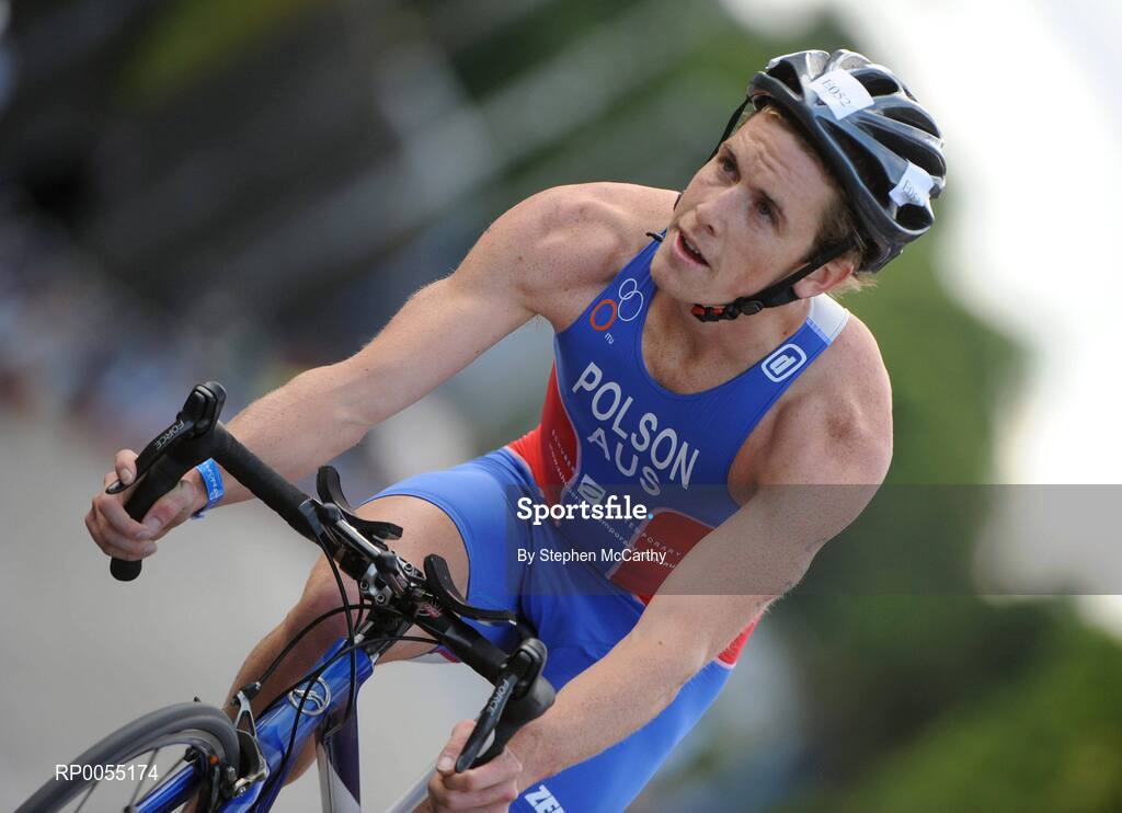 12 July 2008; John Polson, Australia, in action during the cycling discipline of the Men's Elite Race at the triAthlone event. Over 1,500 competitors took part in the third running of triAthlone sponsored by Waterways Ireland. triAthlone will host the European Triathlon Championships in 2010, the first time the event has ever been held in Ireland. Waterways Ireland triAthlone Triathlon, Athlone, Co. Westmeath. Picture credit: Stephen McCarthy / SPORTSFILE