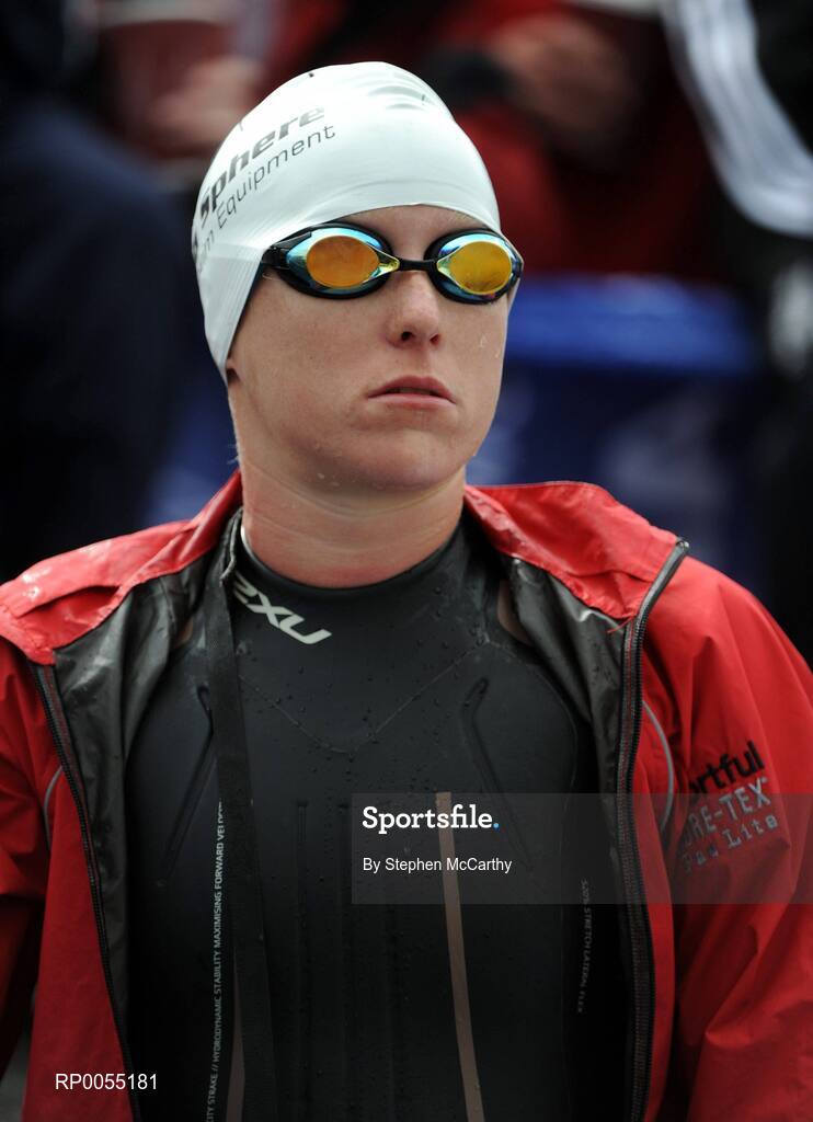 12 July 2008; Emma Davis, Ireland, before the swimming discipline of the Women's Elite Race at the triAthlone event. Over 1,500 competitors took part in the third running of triAthlone sponsored by Waterways Ireland. triAthlone will host the European Triathlon Championships in 2010, the first time the event has ever been held in Ireland. Waterways Ireland triAthlone Triathlon, Athlone, Co. Westmeath. Picture credit: Stephen McCarthy / SPORTSFILE