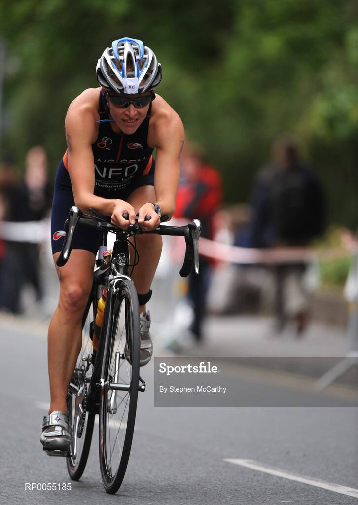 12 July 2008; Eva Janssen, Netherlands, in action during the cycling discipline of the Women's Elite Race at the triAthlone event. Over 1,500 competitors took part in the third running of triAthlone sponsored by Waterways Ireland. triAthlone will host the European Triathlon Championships in 2010, the first time the event has ever been held in Ireland. Waterways Ireland triAthlone Triathlon, Athlone, Co. Westmeath. Picture credit: Stephen McCarthy / SPORTSFILE