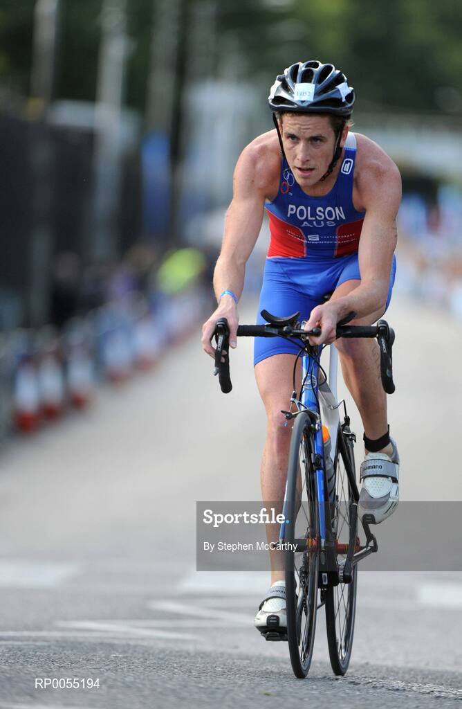 12 July 2008; John Polson, Australia, in action during the cycling discipline of the Men's Elite Race at the triAthlone event. Over 1,500 competitors took part in the third running of triAthlone sponsored by Waterways Ireland. triAthlone will host the European Triathlon Championships in 2010, the first time the event has ever been held in Ireland. Waterways Ireland triAthlone Triathlon, Athlone, Co. Westmeath. Picture credit: Stephen McCarthy / SPORTSFILE